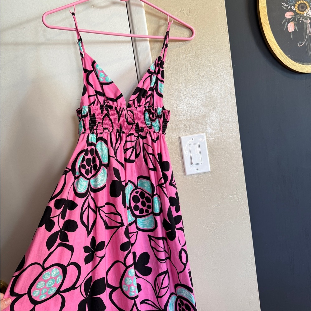 Zara Pink and Black Patterned Dress